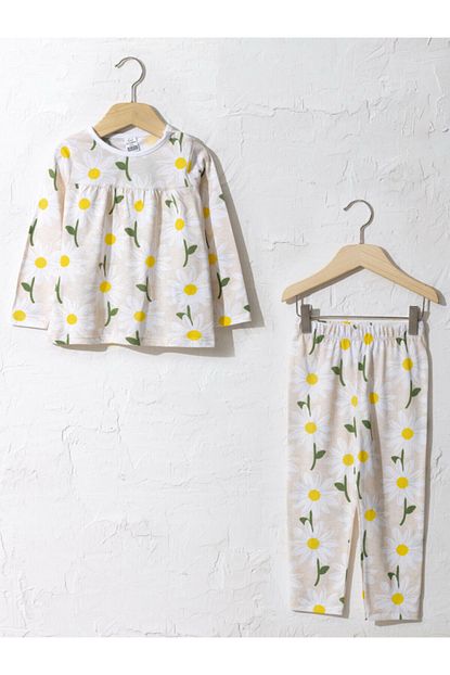 Lc Waikiki Kiz Cocuk Beyaz Baskili Lu7 Pijama Takimi Trendyol