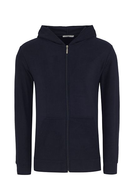 Buratti Erkek Lacivert Regular Fit Kapusonlu Fermuarli Polar 5827007 Trendyol