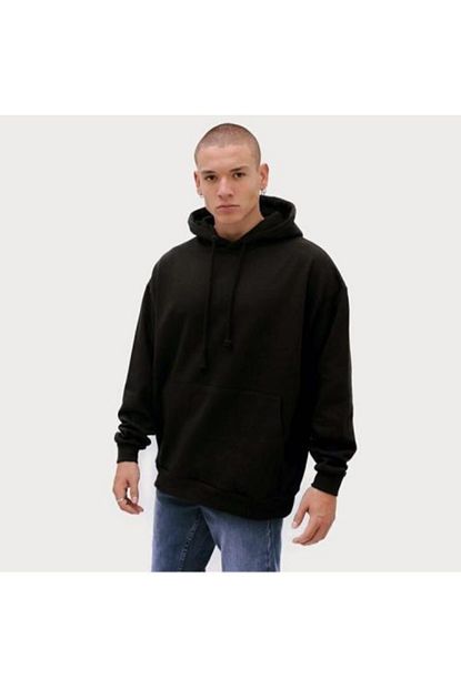 H C Giyim Erkek Siyah Renk Kapsonlu Oversize Sweatshirt Trendyol