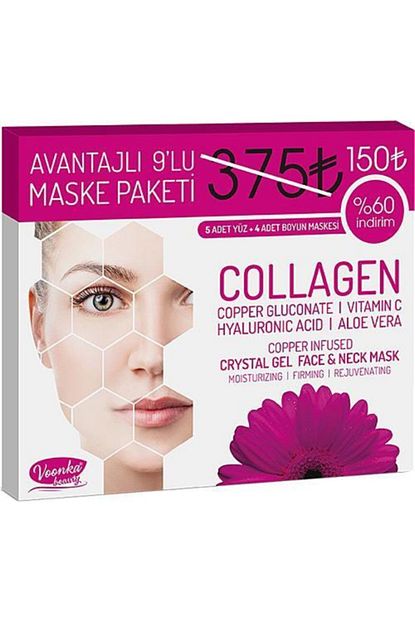 voonka collagen crystal gel face and neck mask 5 4 adet fiyati yorumlari trendyol
