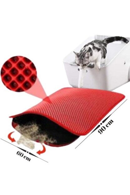 Petgross Buyuk Boy Kedi Tuvaleti Onu Elekli Kedi Kumu Paspasi Kirmizi 90x60 Cm Trendyol