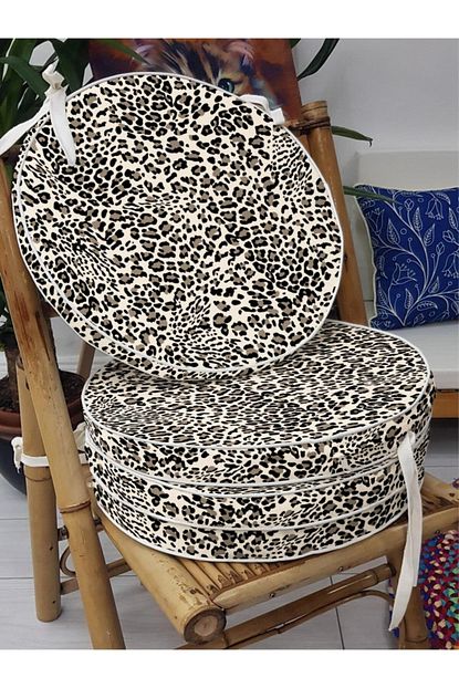 evimstil fitilli sungerli yuvarlak bagcikli leopar sandalye minderi 40 cm capi yikanabilir fermuarli fiyati yorumlari trendyol