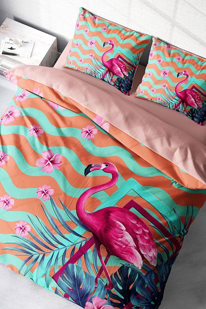 Monohome Turkuaz Flamingo 3d Cift Kisilik Nevresim Takimi Trendyol