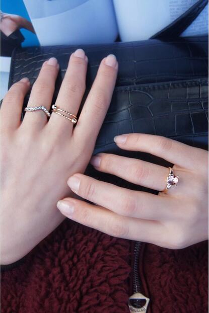Ag Silver 14k Gold Kaplama Buyuk Pempe Tarz Tasli Coklu Ve Normal Eklem Yuzuk Seti Agbset18 Trendyol