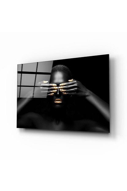 zenci kiz arap kizi cam tablo digital baski 50x70 60x90 70x110 90x130 100x150
