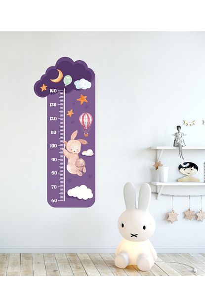 mor tavsan bulut figurlu cocuk boy olcme duvar sticker seti