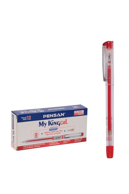 6405 my king jel tukenmez kalem metal klips 0 5 mm kirmizi 12 li kutu