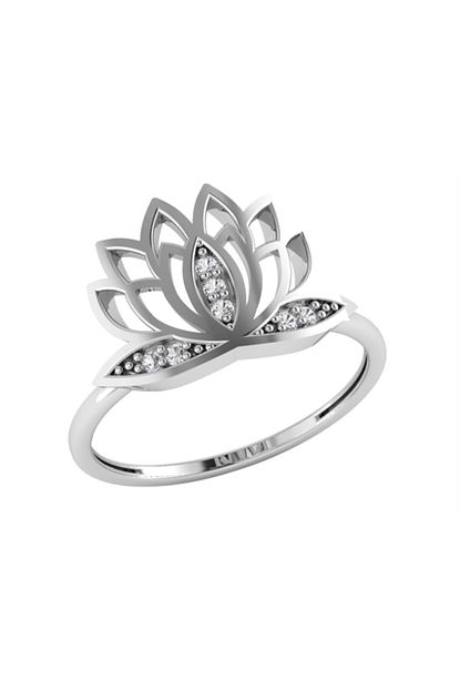Kodd Silver Kodd 925 Ayar Gumus Tasli Lotus Cicegi Bayan Yuzuk Trendyol