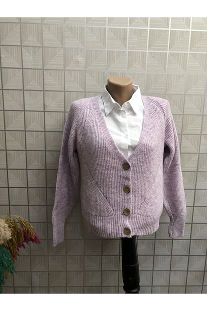 papatya butik bayan dugmeli orgu kisa