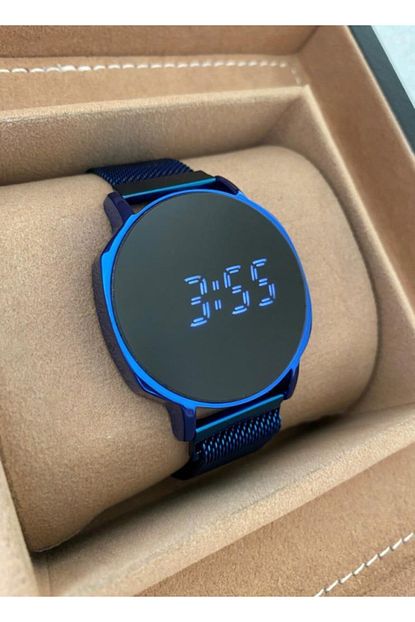 gold time lacivert hasir miknatisli kordon dokunmatik ekran unisex kol saati fiyati yorumlari trendyol