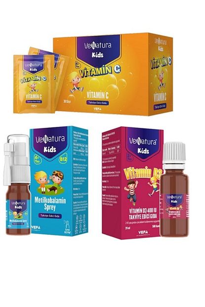 Venatura Cocuk Vitamin Set B12 Metilkobalamin Sprey 5 Ml 60 Puff Vitamin C 30 Sase Vitamin D3 400 Iu 20 Ml Trendyol