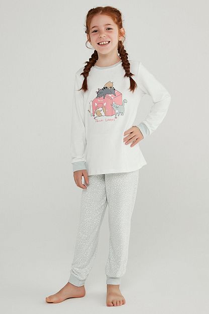 Penti Cok Renkli Kiz Cocuk Pet Love Termal 2li Pijama Takimi Trendyol