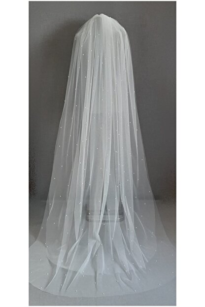 Suzanna Moda Uzun Hayal Tul Kenari Duz Incili Kirik Beyaz Duvak Fiyati Yorumlari Trendyol