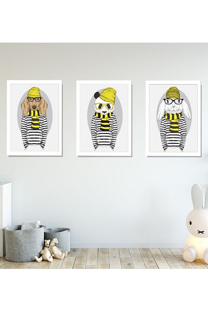 https www trendyol com sunnyfunnykids bebek cocuk odasi tablo kopek panda tavsan hipster 3 lu cerceveli set 21x30 cm sfk122 p 46653194