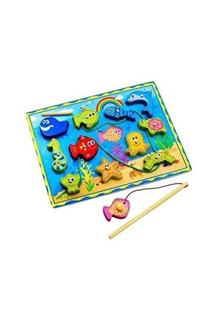 Neseli Ahsap Balik Tutma Oyunu Miknatisli Ipe Dizmeli Trendyol