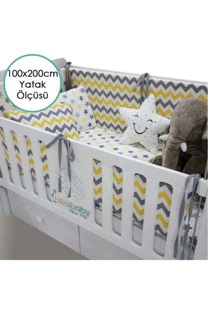 Berababy Montessori 100x200cm Besik Kenar Koruma Ve Nevresim Takimi Sari Gri Zigzag Tasarim Fiyati Yorumlari Trendyol