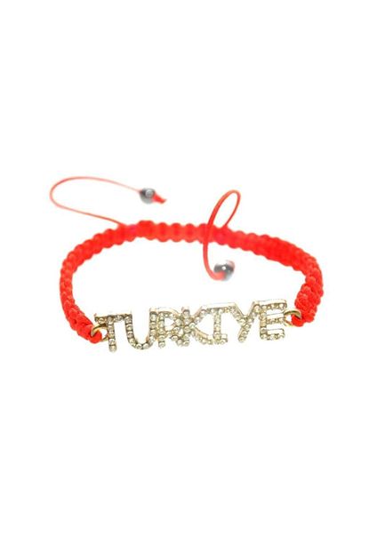 kirmizi ip swarovski tasli ayarlanabilir sans ugur bileklik turkiye yazili