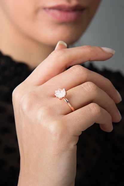 Elika Silver 14k Rose Altin Kaplama Beyaz Zirkon Tasli Lotus Cicegi Kadin Yuzuk Trendyol