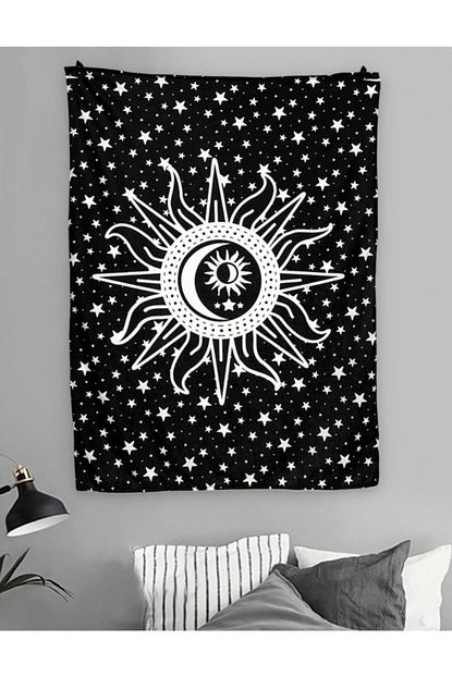 siyah gunes cizim duvar halisi 70x90 cm