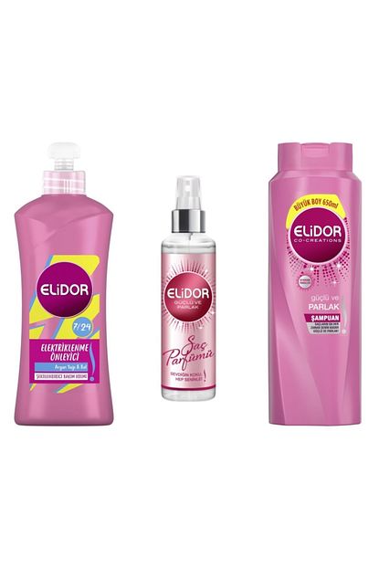 elidor guclu ve parlak 3 lu bakim seti 650ml sampuan 300 bakim kremi 160ml sac parfumu fiyati yorumlari trendyol