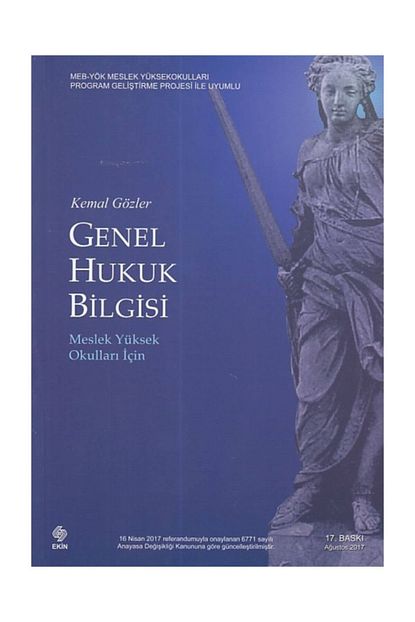 Ekin Yayinevi Genel Hukuk Bilgisi Kemal Gozler Fiyati Yorumlari Trendyol