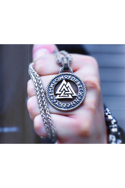 Daisybydaisy Iskandinav Viking Runik Harfler Guc Simgesi Valknut Viking Kolye Trendyol