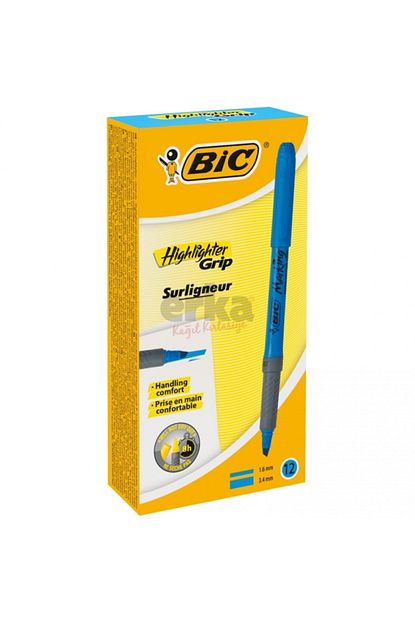 bic marking highlighter grip fosforlu kalem mavi 12 li kutu