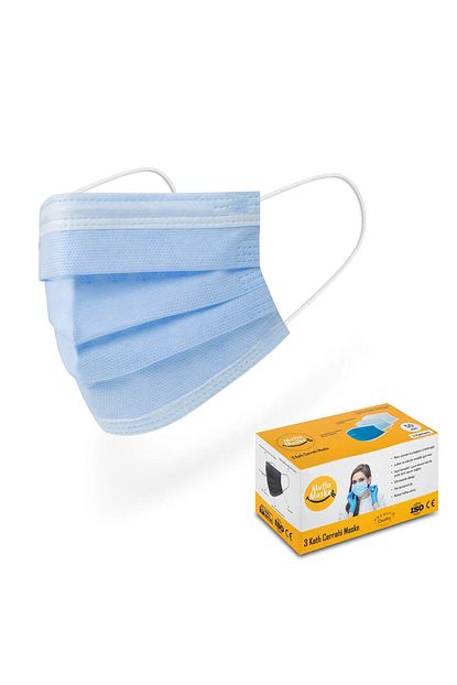 Mutlu Maske 100 Lu Yumusak Lastikli Mavi Renkli 3 Katli Telli Tek Kullanimlik Cerrahi Maske Fiyati Yorumlari Trendyol
