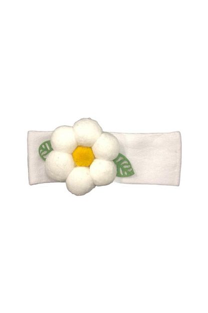 kiz cocuk bebek beyaz ponpon papatya bandana