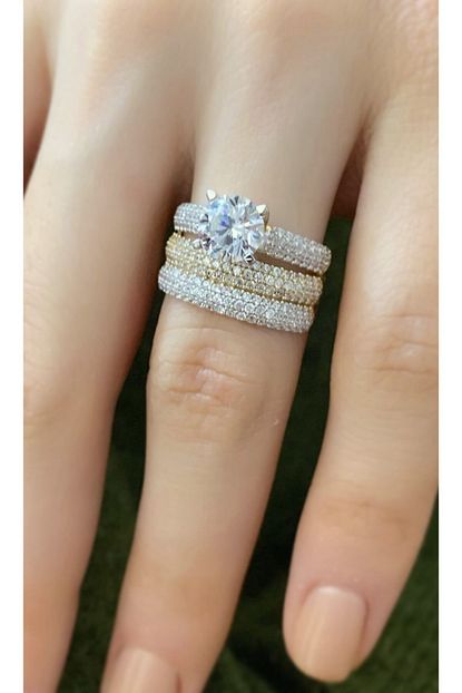 Marylebone Silver Altin Kaplama Gumus Twin Birlesik Yuzuk Trendyol
