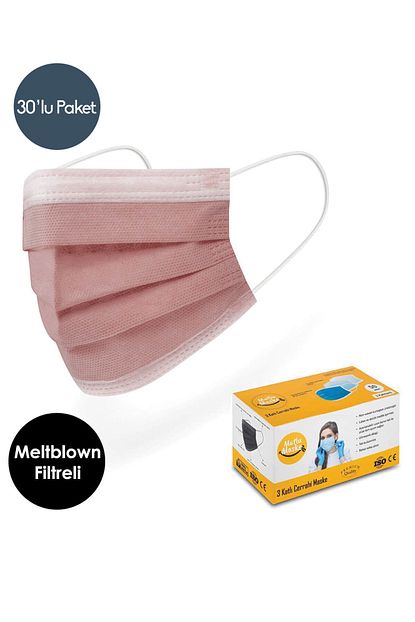 mutlu maske meltblown filtreli yumusak lastikli pudra renkli tek kullanimlik cerrahi maske 30 lu fiyati yorumlari trendyol