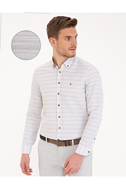 pierre cardin erkek krem slimfit gomlek 1255987 loe 027 fiyati yorumlari trendyol