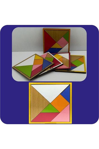 ahsap egitici ve zeka gelistirici tangram 14 14cm