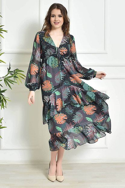 modakapimda yesil etegi kat kat sifon
