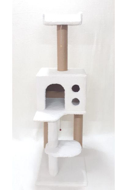 kedi tirmalama evi 135x55x40 cm yatakli e 4 beyaz