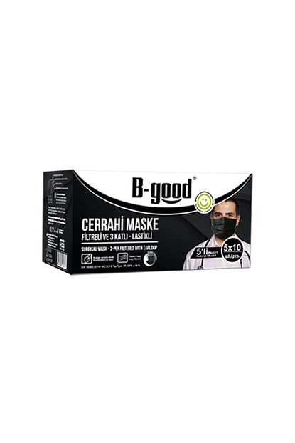 b good lastikli filtreli 3 katli siyah cerrahi maske 50 li fiyati yorumlari trendyol