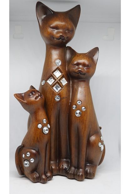 burcum hediyelik kahverengi ahsap kedi