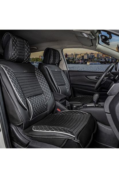 stil opel corsa e on arka siyah beyaz renk deri oto koltuk kilifi fiyati yorumlari trendyol