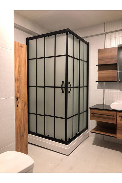 arma banyo dusakabin 90x90 siyah kumlamali serigrafi baskili arma1006 fiyati yorumlari trendyol