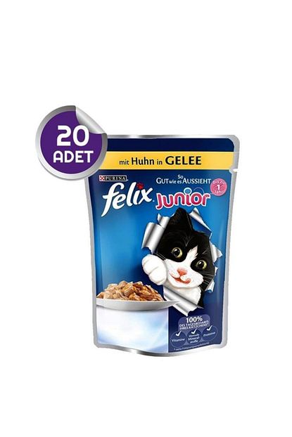 felix junior tavuklu pouch yas yavru kedi mamasi 20 adet fiyati yorumlari trendyol