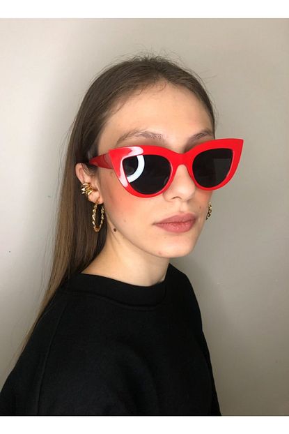 nezgah kadin kirmizi cat eye gozluk
