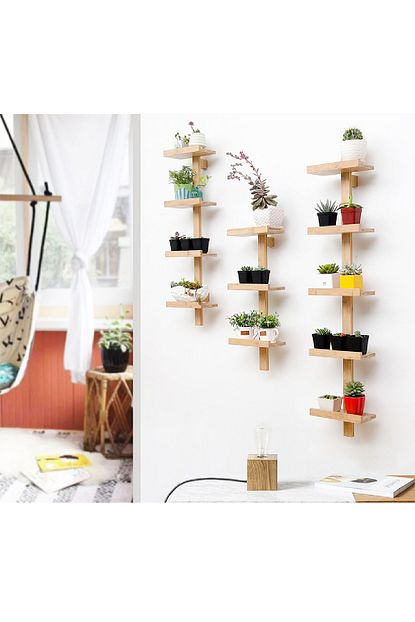 Worldwooden Ahsap 3 Lu Set Duvara Monte Ciceklik Saksilik Aksesuar Rafi Trendyol