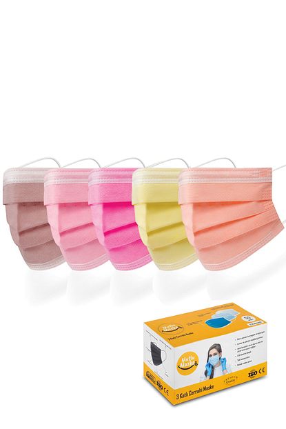 Mutlu Maske 100 Lu Pudra Pembe Sari Turuncu Renkli Yumusak Lastikli Cerrahi Maske Seti 20 X 5 Renk Fiyati Yorumlari Trendyol