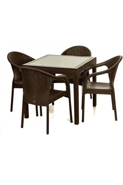 Holiday Ege Rattan Camli Bahce Balkon Masa Takimi 4 Sandalyeli Trendyol