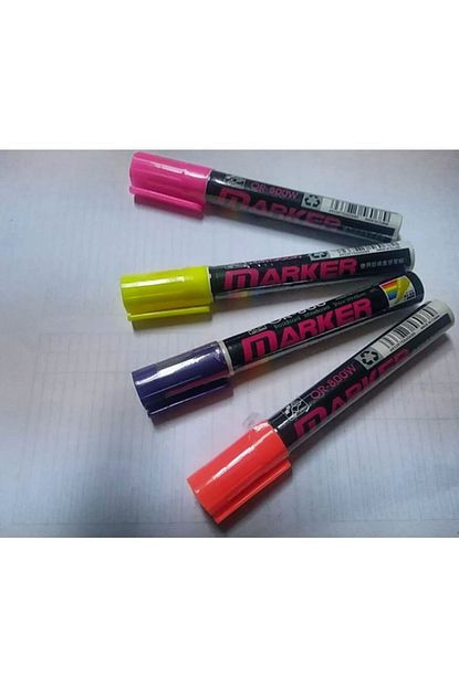 yaz sil led neon tabela fosforlu silinebilir 4 kalem kalem seti sari turuncu pembe mor