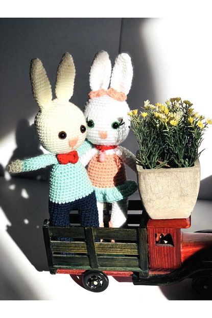 organik oyuncak amigurumi orgu sevimli sevgili tavsan ciftler sevgililer gunu ozel hediye