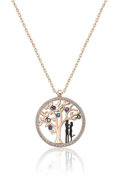 Papatya Silver Kadin Hayat Agaci Renkli Nano Zirkon Tasli Rose Gold Kaplama 925 Ayar Gumus Kolye Uvps100510 Fiyati Yorumlari Trendyol