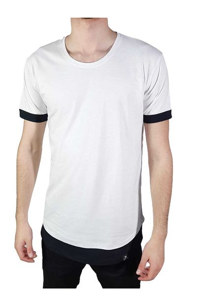 One Look Erkek Parcali Duz Renk Tshirt Trendyol