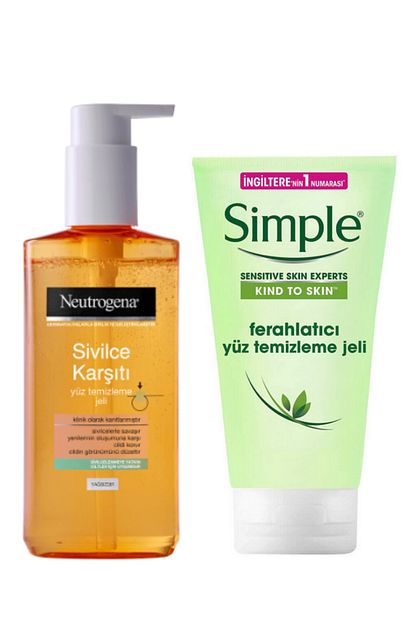 Neutrogena Sivilce Karsiti Yuz Temizleme Jeli 200 Ml Ve Simple Ferahlatici Yuz Temizleme Jeli 150ml Trendyol