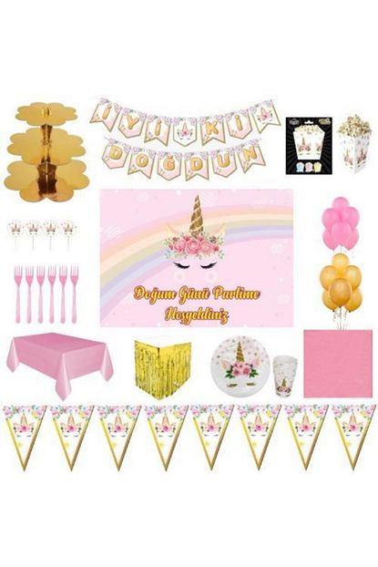 Unicorn Luks Dogum Gunu Parti Malzemeleri Afisli Set 32 Kisilik Trendyol